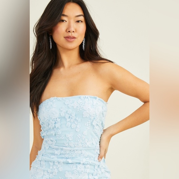 Altar’d State Adley Embellished Mini Dress Light Powder Pastel Blue XL - Picture 2 of 10